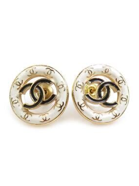 Auth Chanel Cc Logo Pierce Earrings #312848C47B